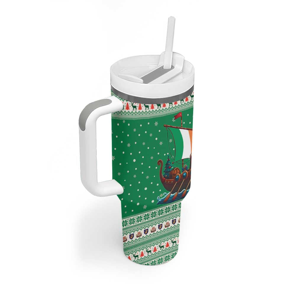 Ireland Viking Santa Christmas Tumbler With Handle Funny Reindeer Norse Xmas - Wonder Print Shop