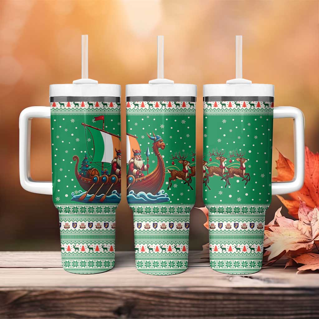 Ireland Viking Santa Christmas Tumbler With Handle Funny Reindeer Norse Xmas - Wonder Print Shop