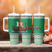 Ireland Viking Santa Christmas Tumbler With Handle Funny Reindeer Norse Xmas - Wonder Print Shop