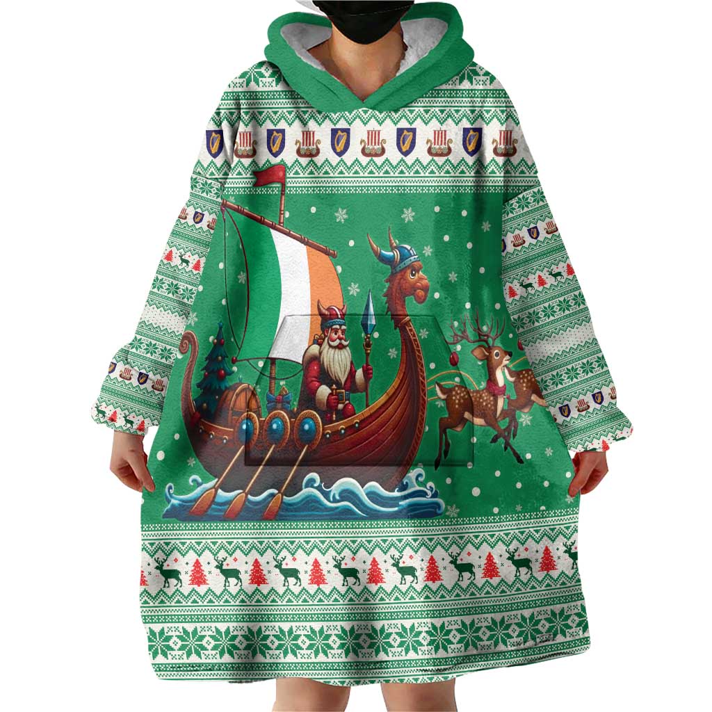Ireland Viking Santa Christmas Wearable Blanket Hoodie Funny Reindeer Norse Xmas - Wonder Print Shop