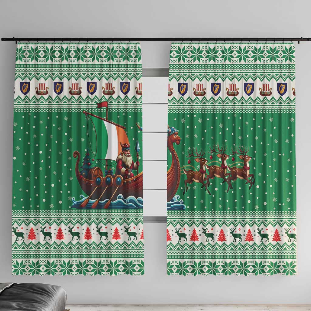 Ireland Viking Santa Christmas Window Curtain Funny Reindeer Norse Xmas - Wonder Print Shop