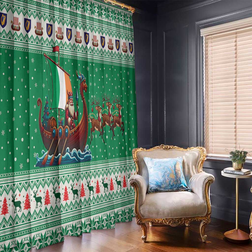 Ireland Viking Santa Christmas Window Curtain Funny Reindeer Norse Xmas - Wonder Print Shop