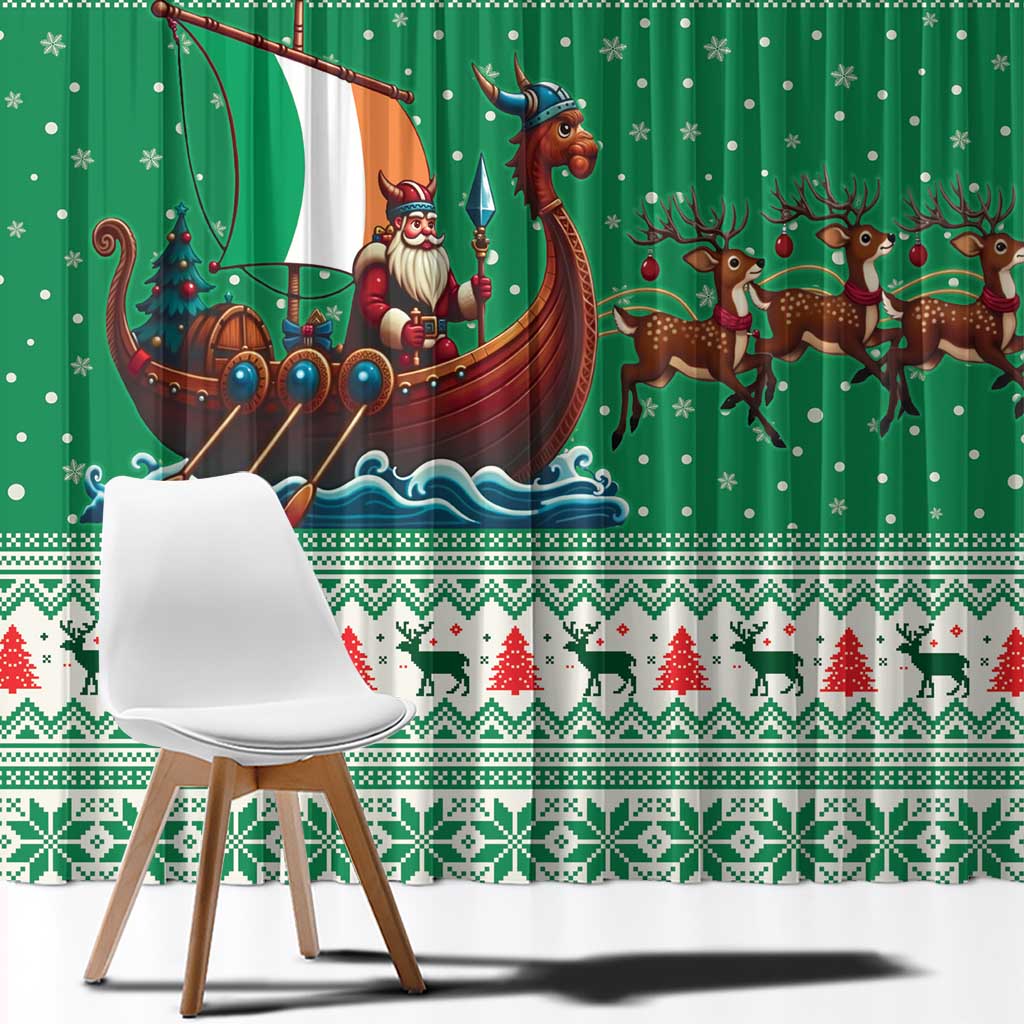 Ireland Viking Santa Christmas Window Curtain Funny Reindeer Norse Xmas - Wonder Print Shop
