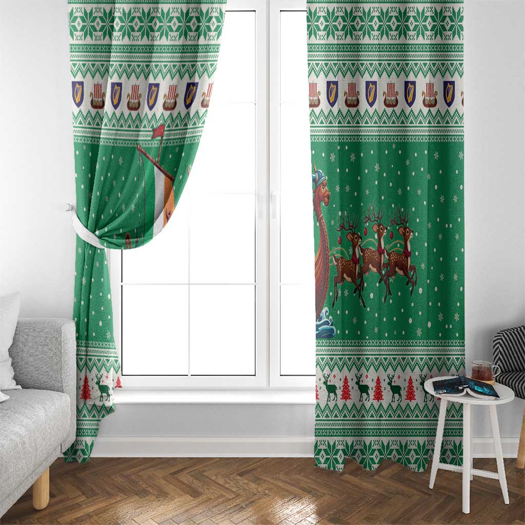Ireland Viking Santa Christmas Window Curtain Funny Reindeer Norse Xmas - Wonder Print Shop