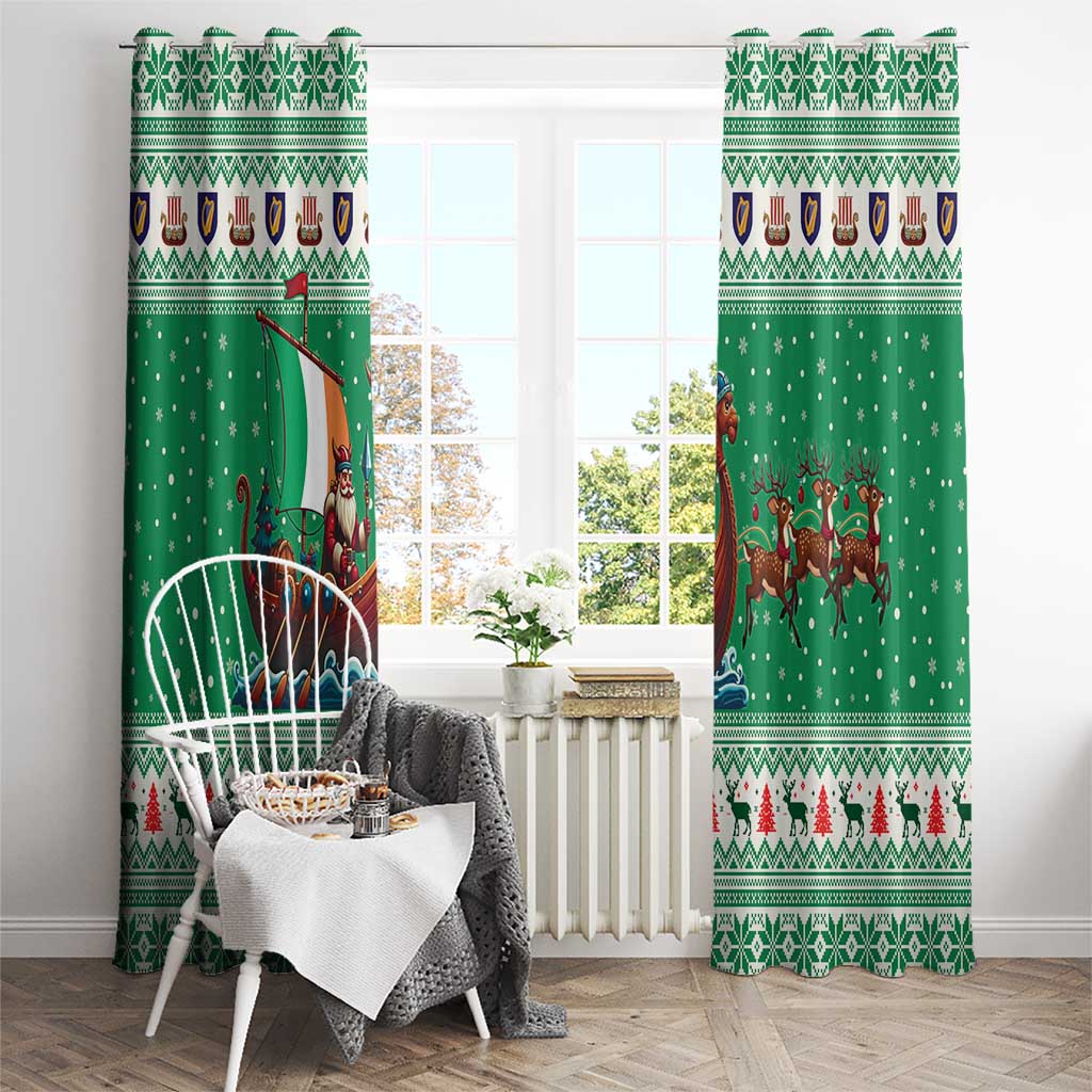 Ireland Viking Santa Christmas Window Curtain Funny Reindeer Norse Xmas - Wonder Print Shop