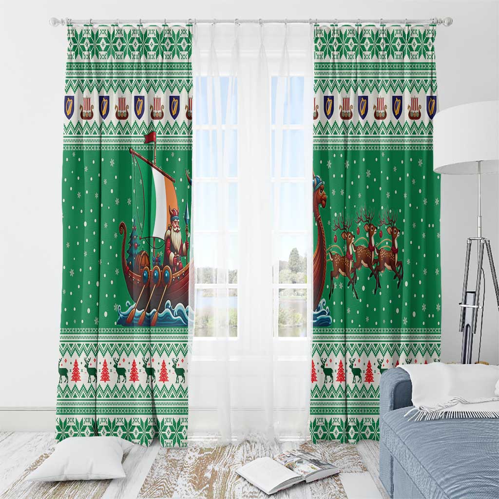 Ireland Viking Santa Christmas Window Curtain Funny Reindeer Norse Xmas - Wonder Print Shop