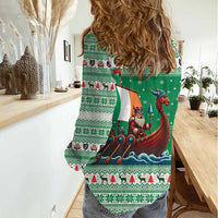 Ireland Viking Santa Christmas Women Casual Shirt Funny Reindeer Norse Xmas - Wonder Print Shop