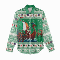 Ireland Viking Santa Christmas Women Casual Shirt Funny Reindeer Norse Xmas - Wonder Print Shop