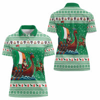 Ireland Viking Santa Christmas Women Polo Shirt Funny Reindeer Norse Xmas - Wonder Print Shop