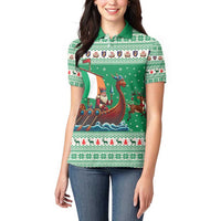 Ireland Viking Santa Christmas Women Polo Shirt Funny Reindeer Norse Xmas - Wonder Print Shop