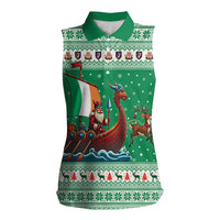Ireland Viking Santa Christmas Women Sleeveless Polo Shirt Funny Reindeer Norse Xmas - Wonder Print Shop
