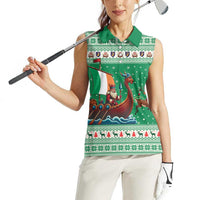Ireland Viking Santa Christmas Women Sleeveless Polo Shirt Funny Reindeer Norse Xmas - Wonder Print Shop