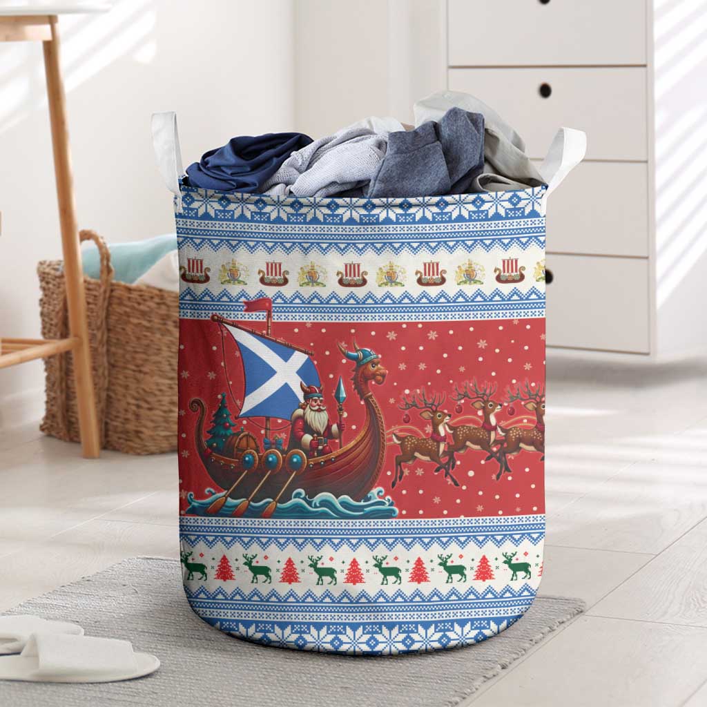 Scotland Viking Santa Christmas Laundry Basket Funny Reindeer Norse Xmas - Wonder Print Shop