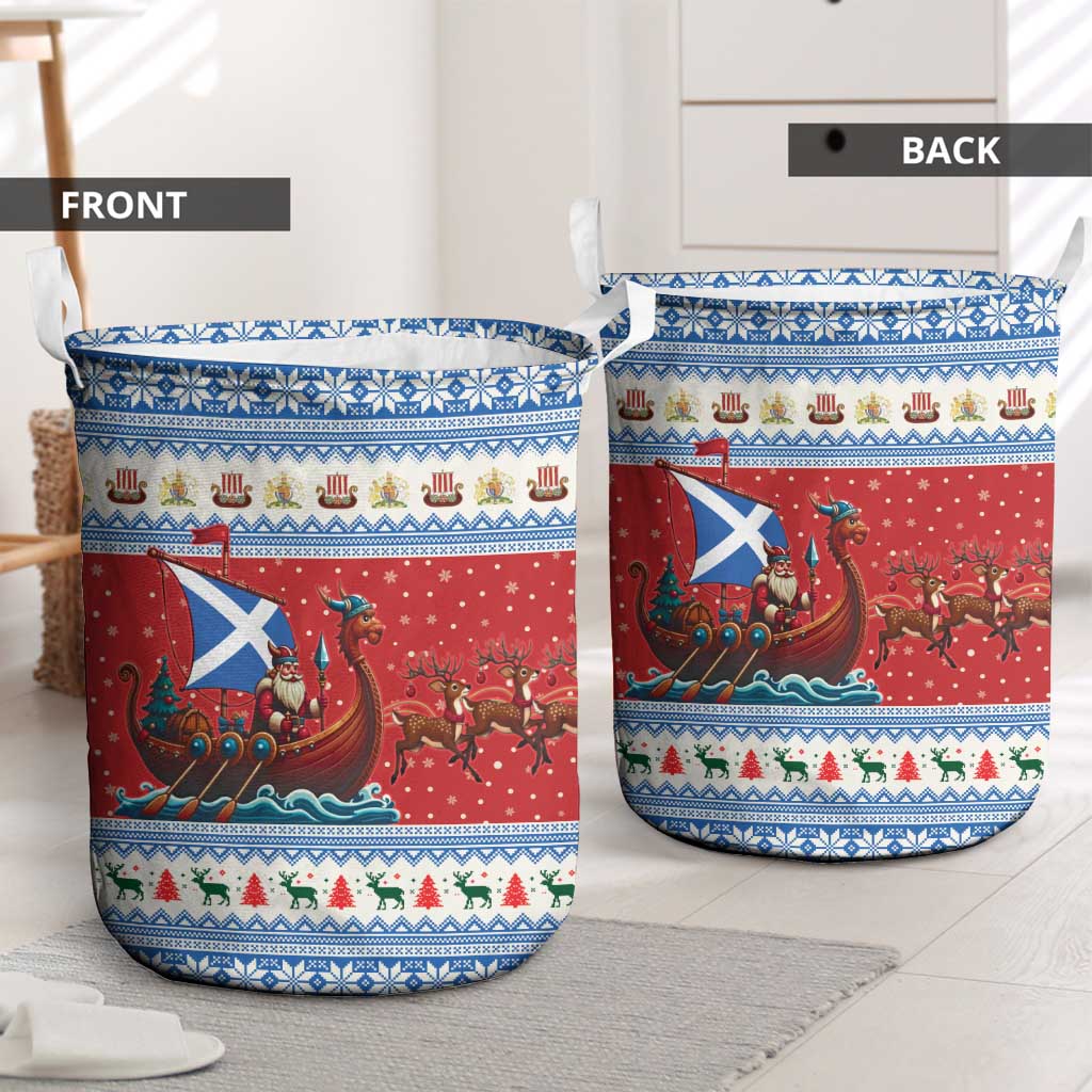 Scotland Viking Santa Christmas Laundry Basket Funny Reindeer Norse Xmas - Wonder Print Shop
