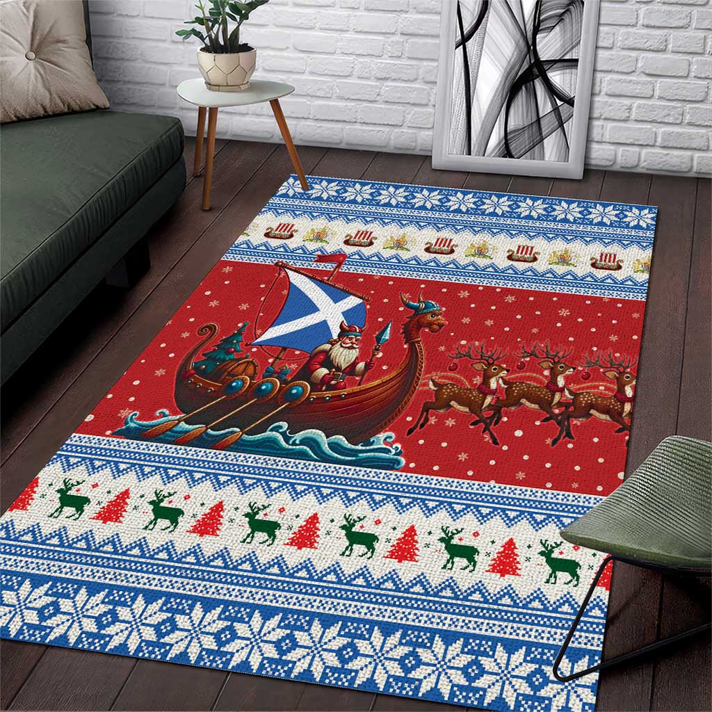 Scotland Viking Santa Christmas Area Rug Funny Reindeer Norse Xmas - Wonder Print Shop