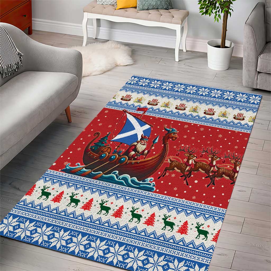 Scotland Viking Santa Christmas Area Rug Funny Reindeer Norse Xmas - Wonder Print Shop
