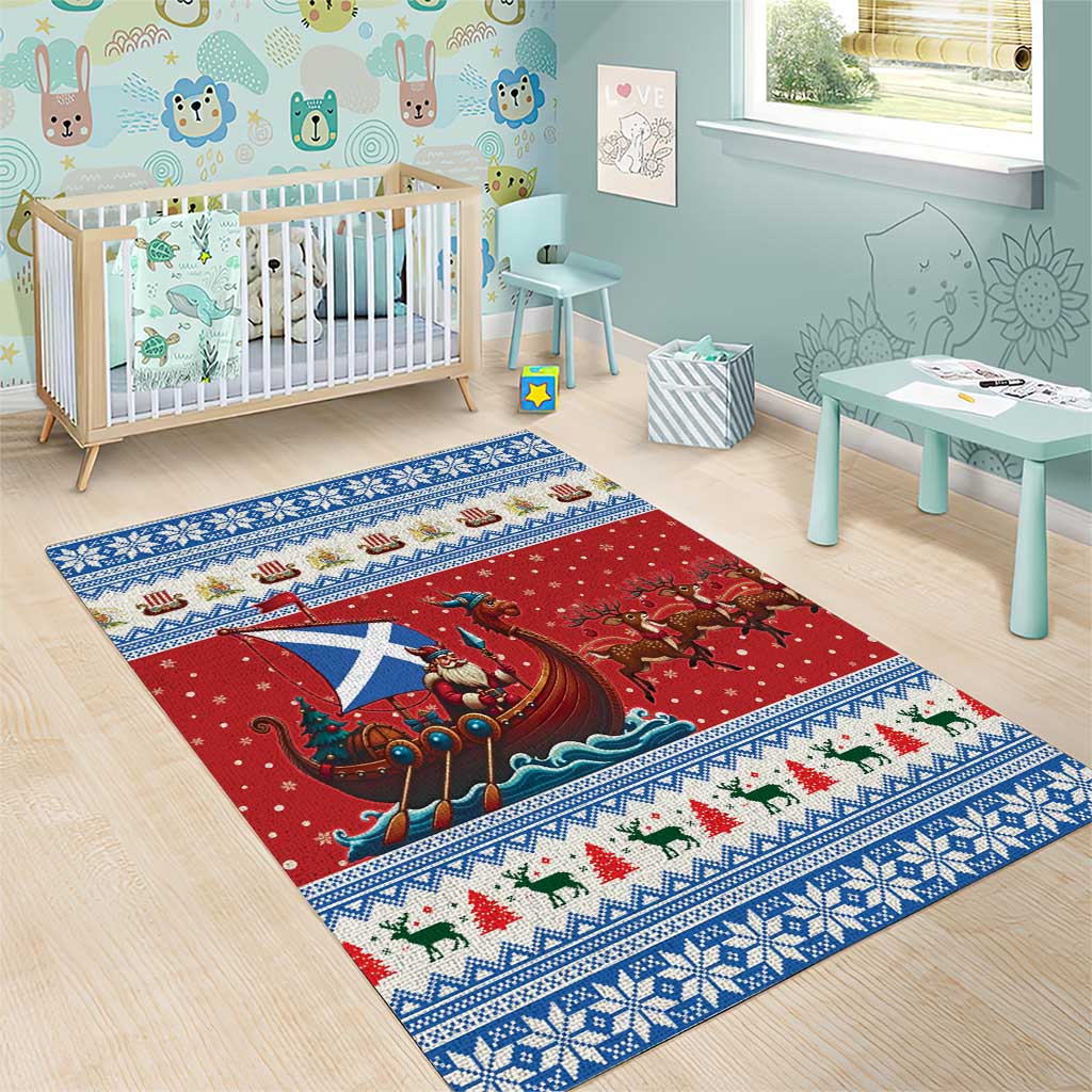 Scotland Viking Santa Christmas Area Rug Funny Reindeer Norse Xmas - Wonder Print Shop