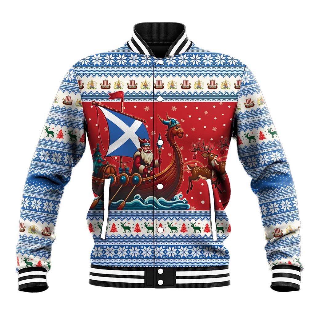 Scotland Viking Santa Christmas Baseball Jacket Funny Reindeer Norse Xmas - Wonder Print Shop