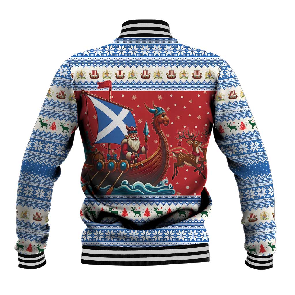 Scotland Viking Santa Christmas Baseball Jacket Funny Reindeer Norse Xmas - Wonder Print Shop