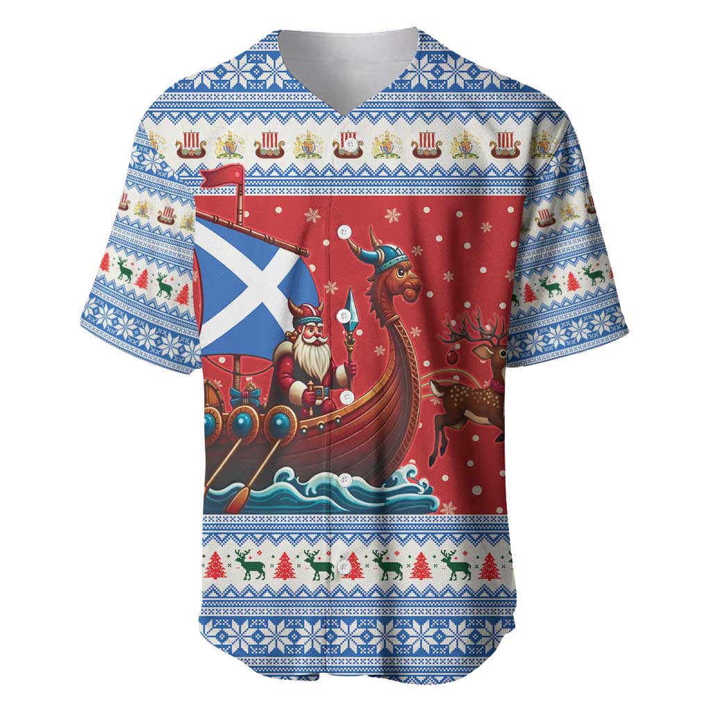 Scotland Viking Santa Christmas Baseball Jersey Funny Reindeer Norse Xmas - Wonder Print Shop