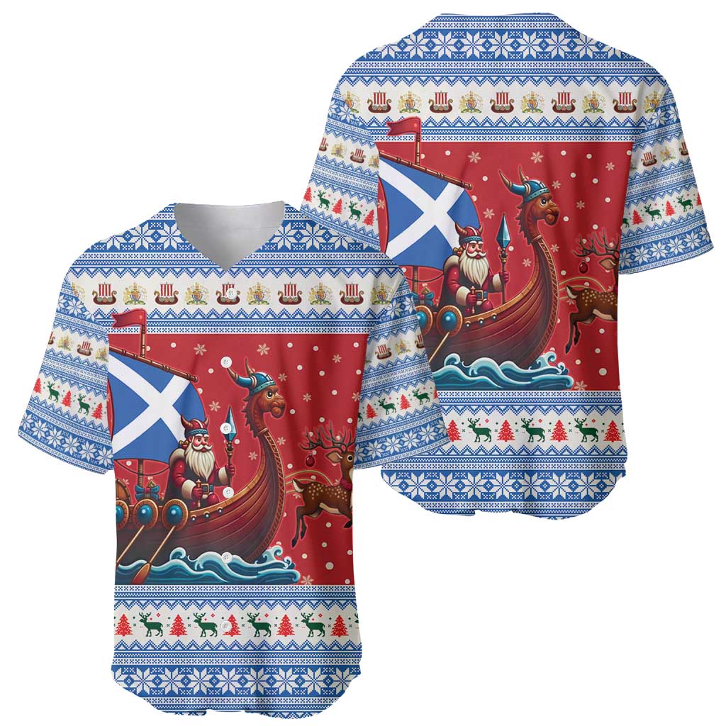 Scotland Viking Santa Christmas Baseball Jersey Funny Reindeer Norse Xmas - Wonder Print Shop