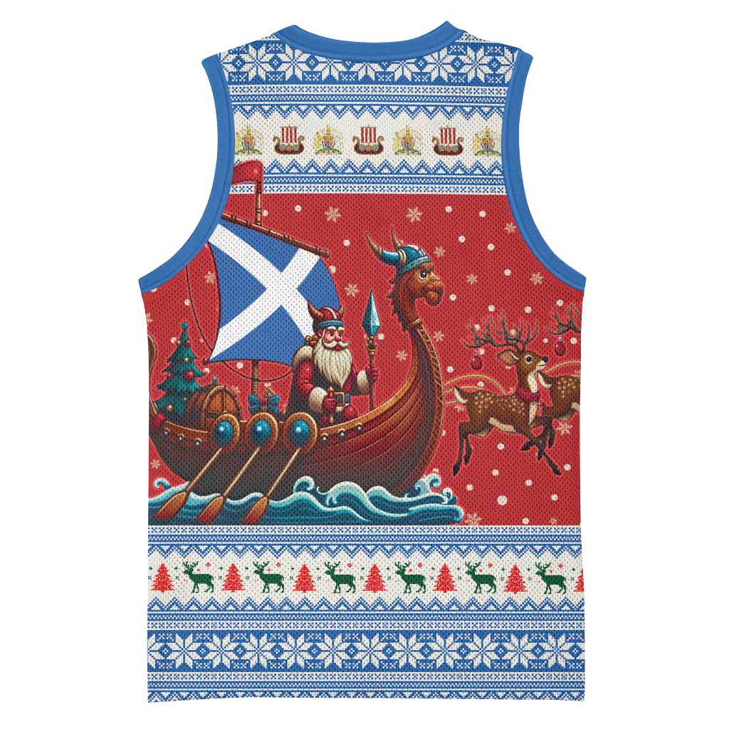 Scotland Viking Santa Christmas Basketball Jersey Funny Reindeer Norse Xmas - Wonder Print Shop