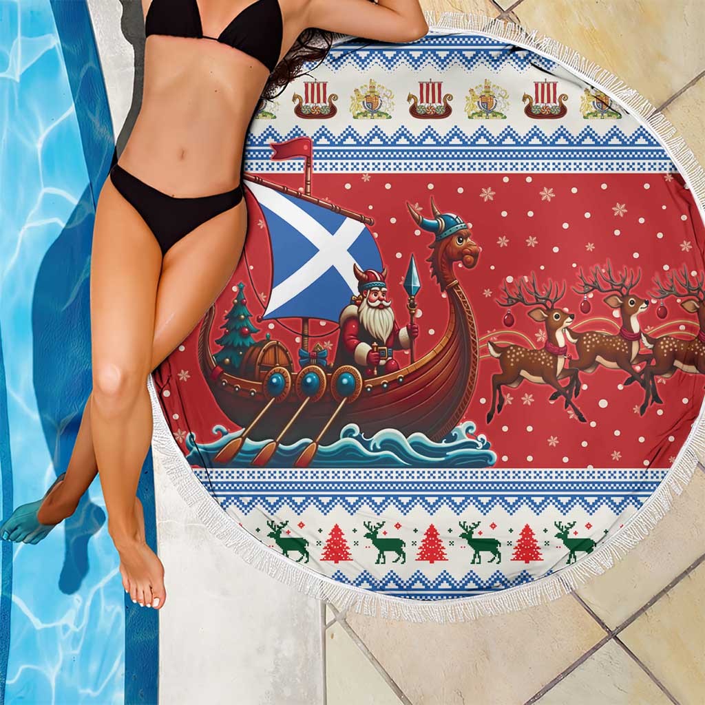 Scotland Viking Santa Christmas Beach Blanket Funny Reindeer Norse Xmas - Wonder Print Shop