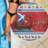 Scotland Viking Santa Christmas Beach Blanket Funny Reindeer Norse Xmas - Wonder Print Shop