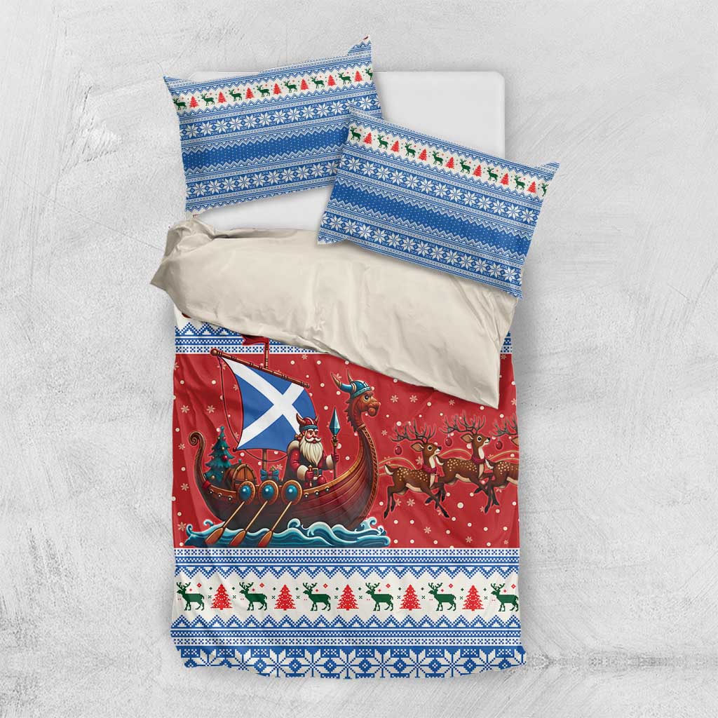 Scotland Viking Santa Christmas Bedding Set Funny Reindeer Norse Xmas - Wonder Print Shop