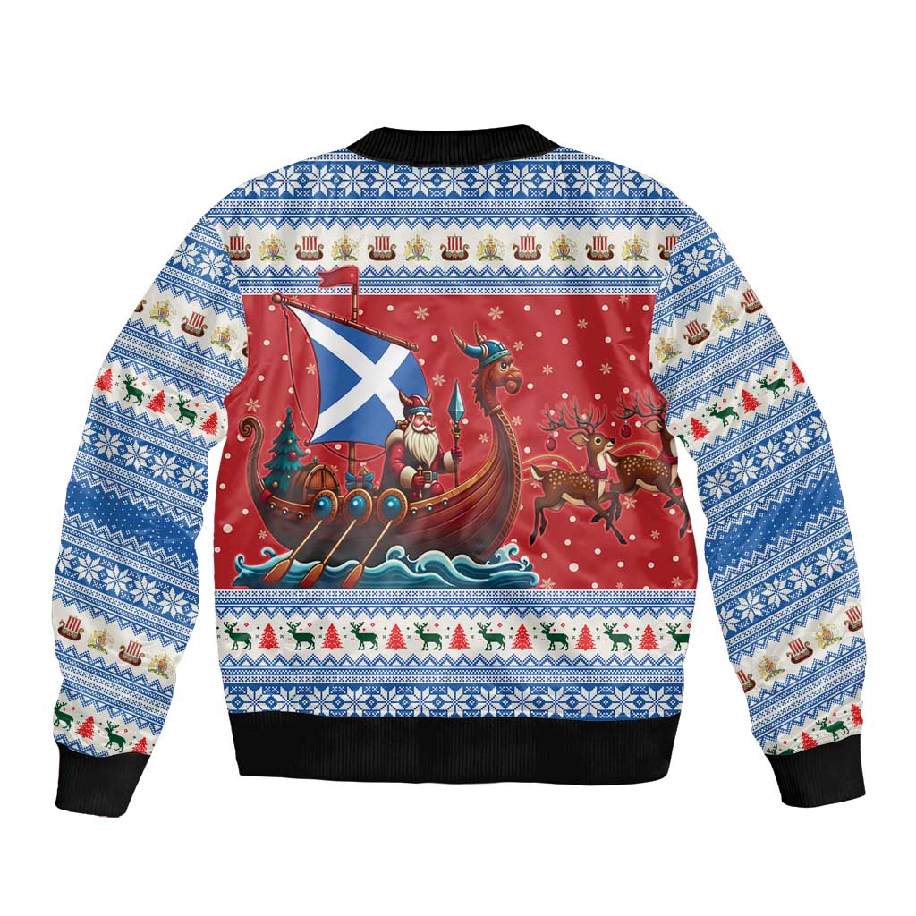 Scotland Viking Santa Christmas Bomber Jacket Funny Reindeer Norse Xmas - Wonder Print Shop