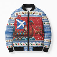 Scotland Viking Santa Christmas Bomber Puffer Jacket Funny Reindeer Norse Xmas - Wonder Print Shop