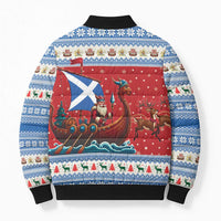 Scotland Viking Santa Christmas Bomber Puffer Jacket Funny Reindeer Norse Xmas - Wonder Print Shop