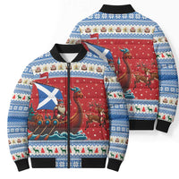 Scotland Viking Santa Christmas Bomber Puffer Jacket Funny Reindeer Norse Xmas - Wonder Print Shop