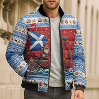 Scotland Viking Santa Christmas Bomber Puffer Jacket Funny Reindeer Norse Xmas - Wonder Print Shop