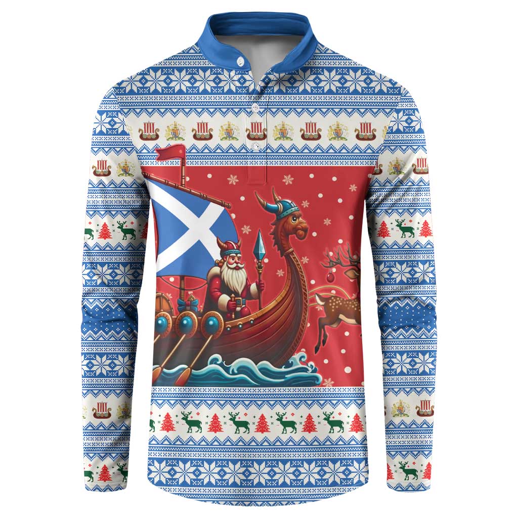 Scotland Viking Santa Christmas Button Sweatshirt Funny Reindeer Norse Xmas - Wonder Print Shop