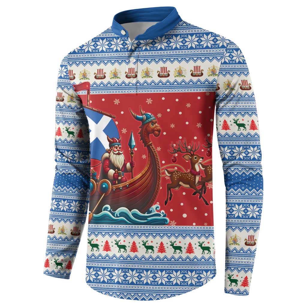 Scotland Viking Santa Christmas Button Sweatshirt Funny Reindeer Norse Xmas - Wonder Print Shop
