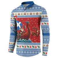 Scotland Viking Santa Christmas Button Sweatshirt Funny Reindeer Norse Xmas - Wonder Print Shop