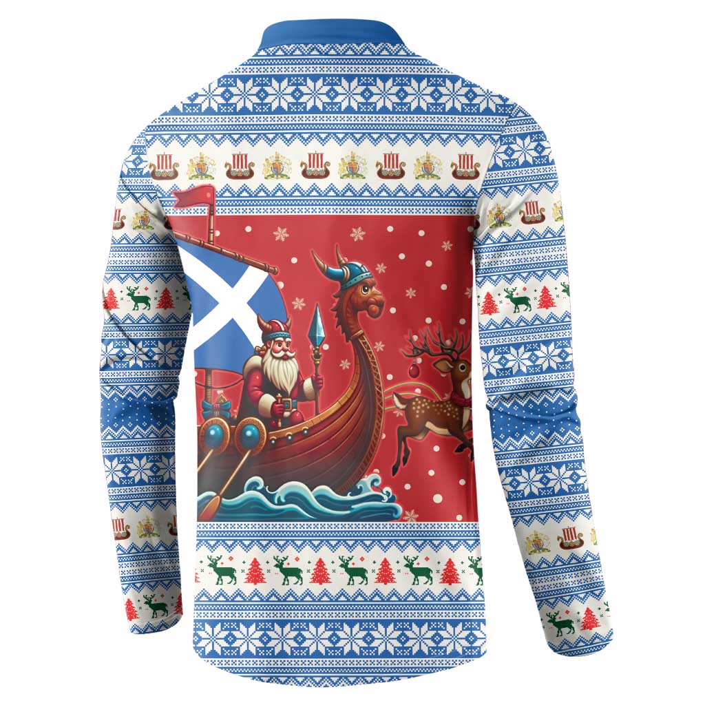 Scotland Viking Santa Christmas Button Sweatshirt Funny Reindeer Norse Xmas - Wonder Print Shop