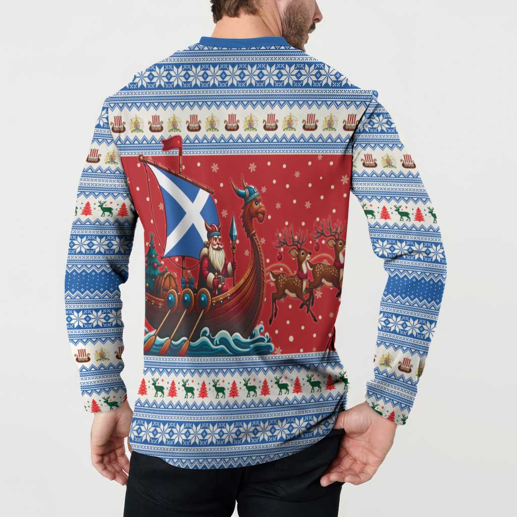 Scotland Viking Santa Christmas Button Sweatshirt Funny Reindeer Norse Xmas - Wonder Print Shop