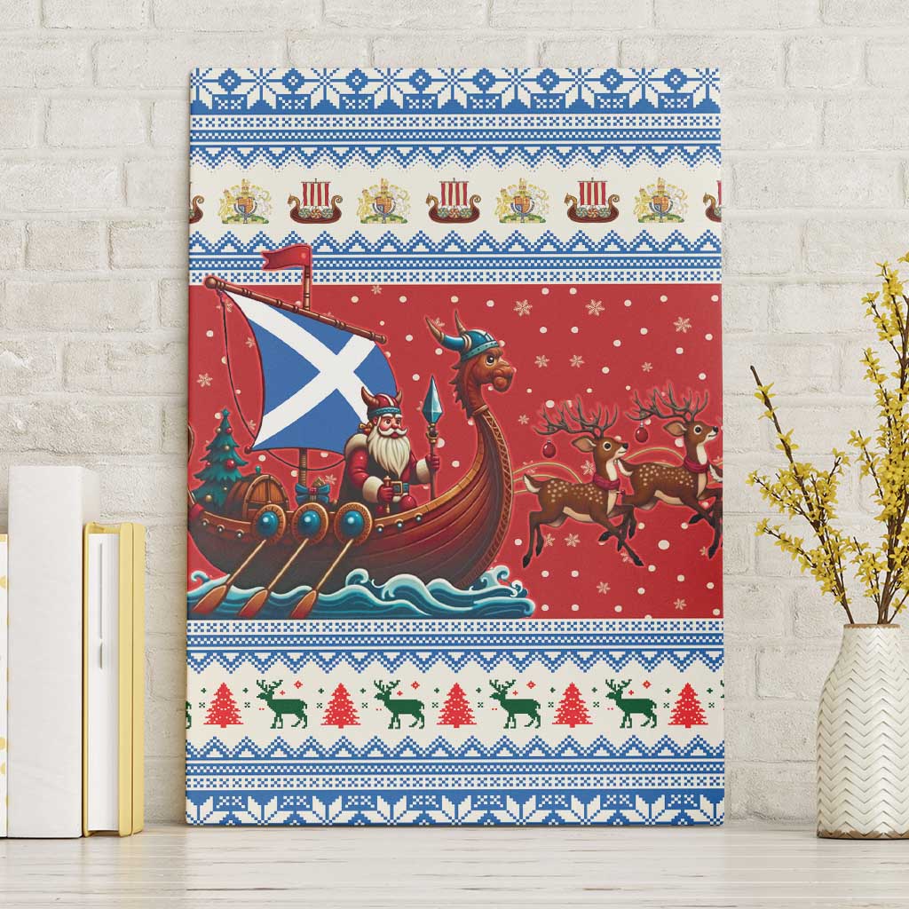 Scotland Viking Santa Christmas Canvas Wall Art Funny Reindeer Norse Xmas - Wonder Print Shop