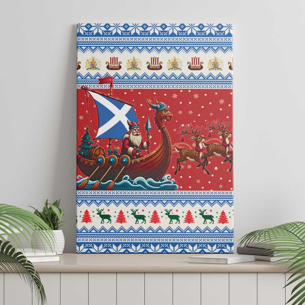 Scotland Viking Santa Christmas Canvas Wall Art Funny Reindeer Norse Xmas - Wonder Print Shop