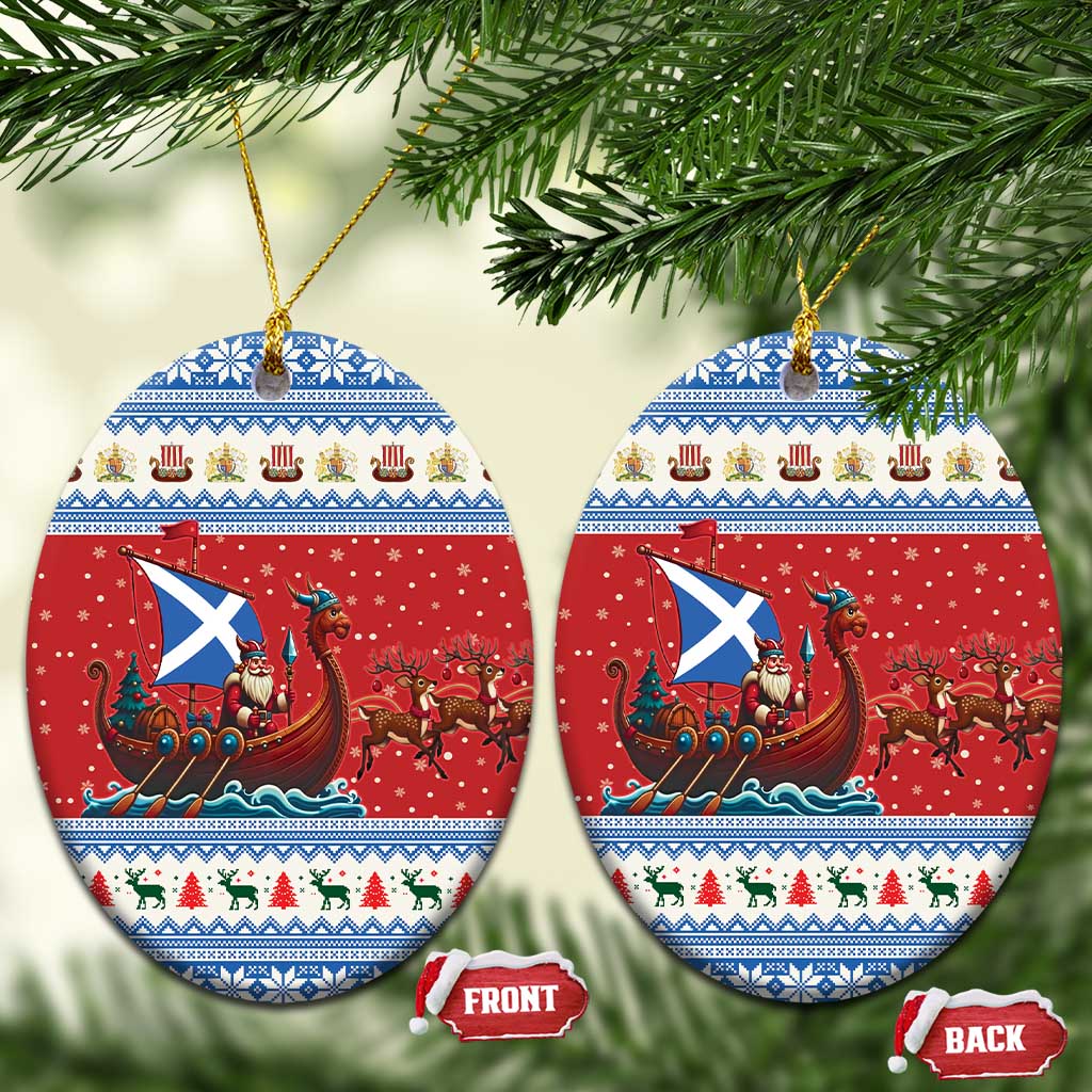Scotland Viking Santa Christmas Ceramic Ornament Funny Reindeer Norse Xmas - Wonder Print Shop