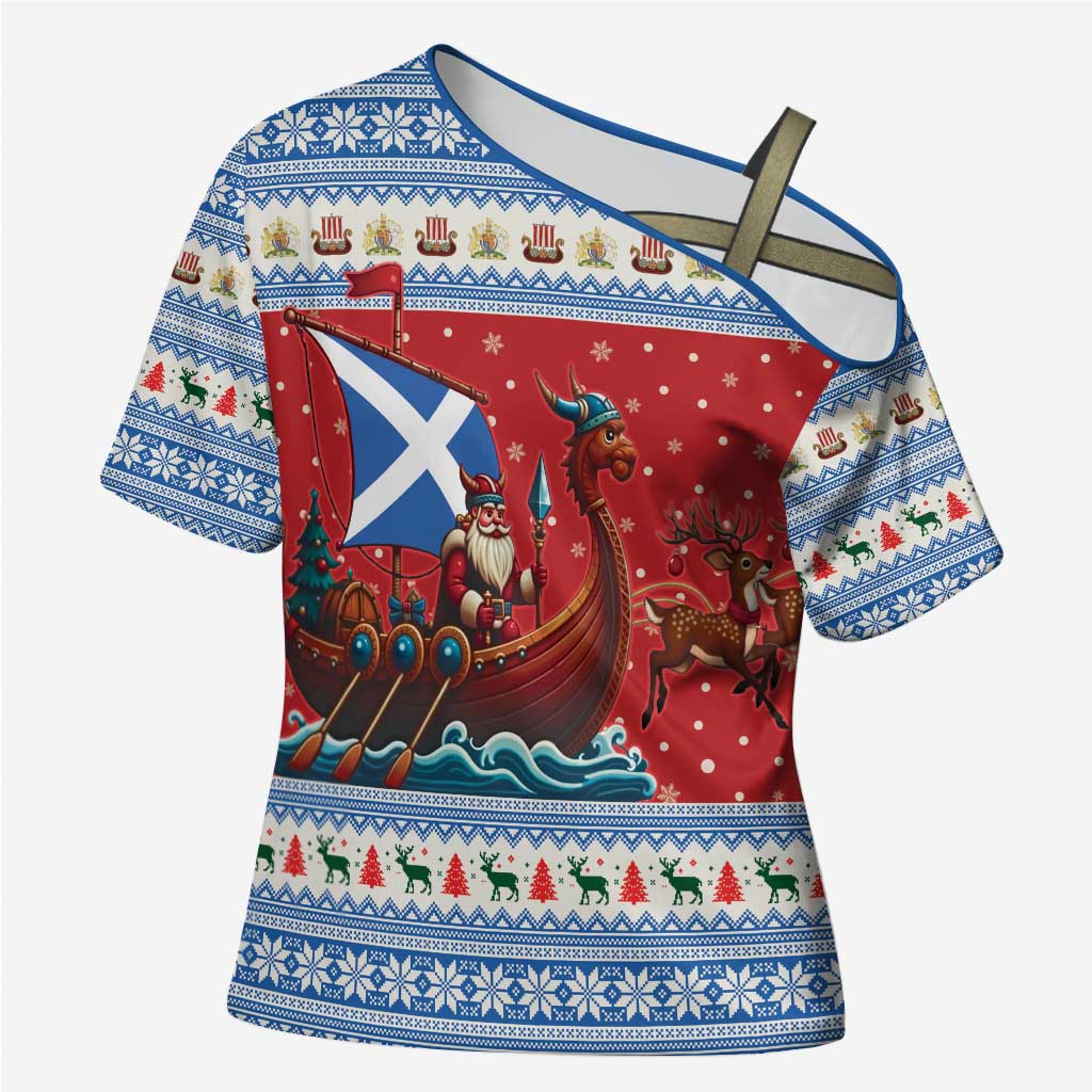 Scotland Viking Santa Christmas Cross Shoulder Shirt Funny Reindeer Norse Xmas - Wonder Print Shop