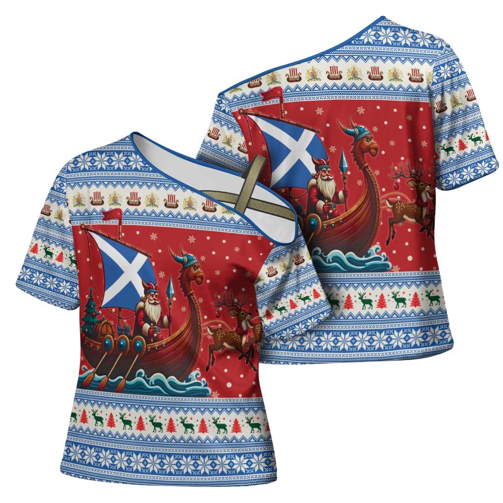 Scotland Viking Santa Christmas Cross Shoulder Shirt Funny Reindeer Norse Xmas - Wonder Print Shop