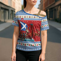 Scotland Viking Santa Christmas Cross Shoulder Shirt Funny Reindeer Norse Xmas - Wonder Print Shop