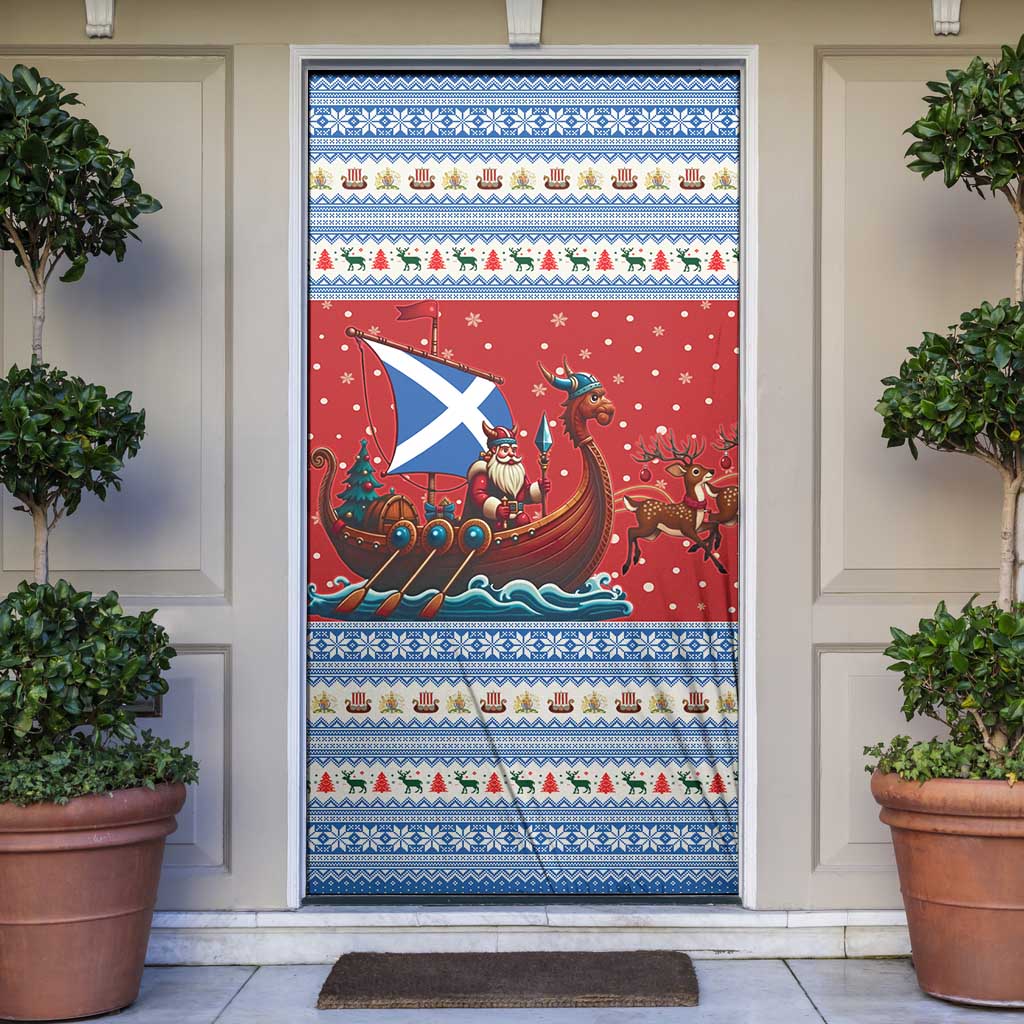 Scotland Viking Santa Christmas Door Cover Funny Reindeer Norse Xmas - Wonder Print Shop
