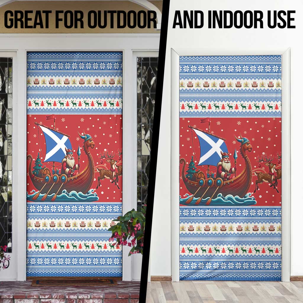 Scotland Viking Santa Christmas Door Cover Funny Reindeer Norse Xmas - Wonder Print Shop