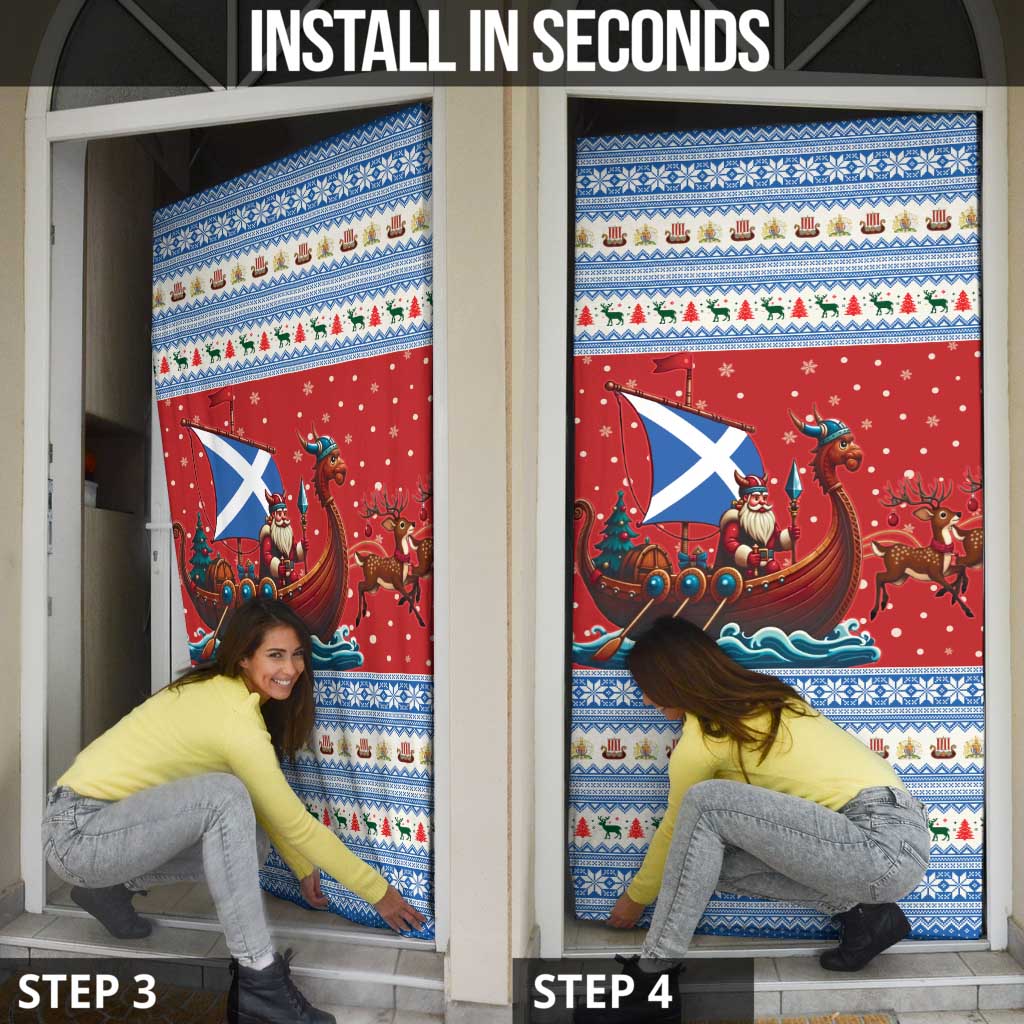 Scotland Viking Santa Christmas Door Cover Funny Reindeer Norse Xmas - Wonder Print Shop