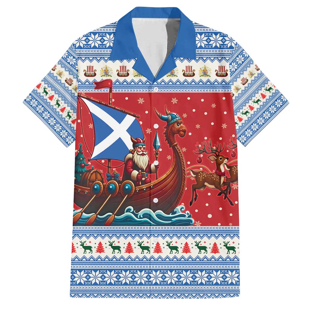 Scotland Viking Santa Christmas Family Matching Long Sleeve Bodycon Dress and Hawaiian Shirt Funny Reindeer Norse Xmas - Wonder Print Shop