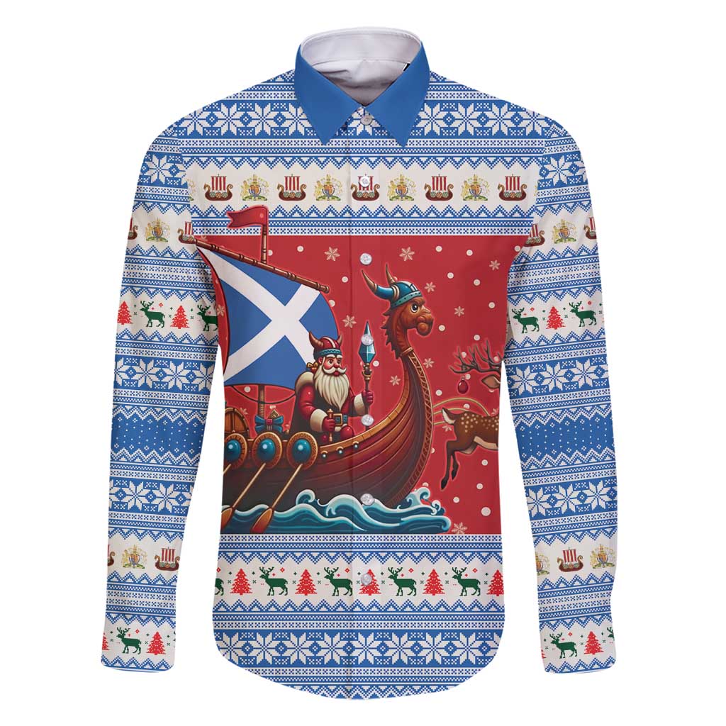 Scotland Viking Santa Christmas Family Matching Long Sleeve Bodycon Dress and Hawaiian Shirt Funny Reindeer Norse Xmas - Wonder Print Shop